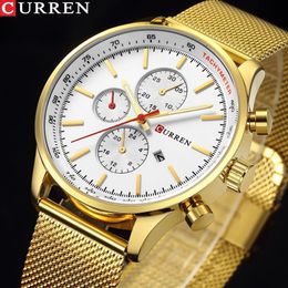CURREN Top Watches Men Luxury Brand Casual Stainless Steel Sports Watches Japan Quartz Unisex Wristwatch For Men Military Watch259N
