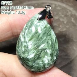 Pendants Top Natural Green Seraphinite Necklace Pendant For Women Lady Man Healing Gift Crystal Beads Energy Stone Silver Jewellery AAAAA