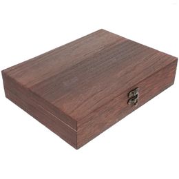 Gift Wrap Wooden Retro Storage Box Treasure Case Simple Container Dust-Proof With Lock