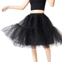 Skirts Women's Dance Tulle Elastic High Waist Pleated Mesh Midi Skirt Solid Colour Layered Gifts F0T5