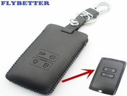 FLYBETTER Genuine Leather 4Button Keyless Entry Smart Key Case Cover For Renault Kadjar Car Styling L20014716485