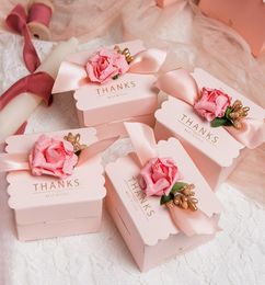 Wedding Party Favor Holders Gift Boxes Romantic Flowers Chocolate Candy Pink Paper Box Small and Big Sizes for Choose4521989