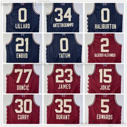 2024 All-Star Basketball Jerseys Tyrese Haliburton Antetokounmpo Lillard Embiid Tatum Doncic LeBron 23 James Durant Jokic G i l g e o u s - A l e x a n d e r Curry Edwards