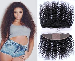 13x4 Brazilian Deep Wave Human Hair Lace Frontals Silk Top 4x4039039 Middle 3 Part Lace Frontal Closure Silk Base Bleac3356566