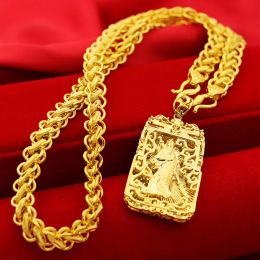 Necklaces Real 18K Gold Necklace Fine Jewellery Pure 999 Pendant Chain Genuine Solid Gold for Women Wedding Luxury Jewellery Gifts