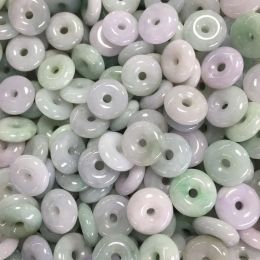 Pendants 5pc Natural Lavender Type A Myanmar Jadeite Jade Circle doughnut Pendant Necklace Fine DIY Earring Accessoriest Women's