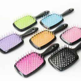 Colored hair brush horn removal tangled hair comb hollow massage comb anti-static hair comb salon hair accessory styling tool 230208