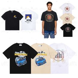 Rhude t shirt Mens Designer t shirt Oversize Heavy Fabric Couple Dress High quality T shirt Loose simple monogram print unisex shirt