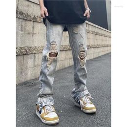 Men's Jeans Straight Man Vintage Wash Denim Pants Spring Autumn Boyfriend Holes Men Streetwear Cacual Designer Trousers A32