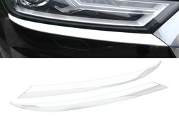 For Q7 4M 2016-2019 Car Accessories Front Headlight Trim Frame Sticker Cover Exterior Decoration Silver Chrome Moulding1384327
