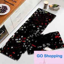 Wholesale Kitchen Floor Mats Factory Direct Sales Light Luxury Fashion Brand Door Mat Absorbent Oil-Absorbing Non-Slip Bathroom Long Rug