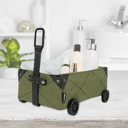 Storage Bags Outdoor Canvas Folding Cart Moving Picnic Box Foldable Bag Mini Bins With Wheels For Home Camping Indoor