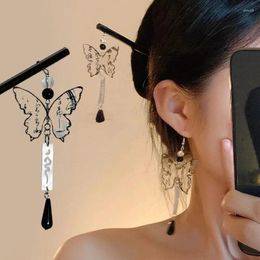Hair Clips Vintage Sandalwood Butterfly Tassel Hairpins Chinese Chopstick Clip Elegant Stick Pan Ancient Hairpin Headwear