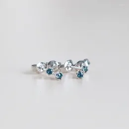 Stud Earrings Inspired Craftsmanship Silver Six-claw Inlaid Sky Blue Crystal Mini Light Luxury Charm Ladies Jewellery