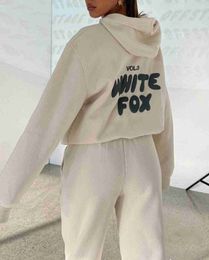 Designer Tracksuit Women White Fox Hoodie Sets Two 2 Piece Set Clothes Clothing Sporty Long Sleeved Pullover Hooded Tracksuits Spring Autumn UQ6D