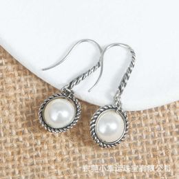 Designer David Yumans Yurma Yurma Jewelry Earrings Imitation Pearl 10mm Earrings with Wind Button Thread