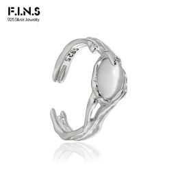 Rings F.I.N.S Korean Fashion S925 Sterling Silver Opening Ring Irregular Cat Eye Stone Luxury Gem Adjustable Finger Fine Jewellery