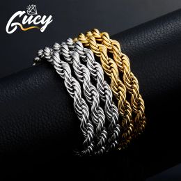 Necklaces GUCY 5MM And 8mm Stainless Steel Rope Chain Gold Silver Colour Chain Minimalism Jewellery Fashion Hip Hop For Men Gift