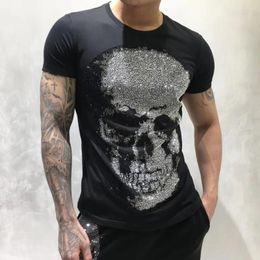 Men's T Shirts DUYOU Mens Designer Men Short Sleeve Fashion Rhinestone Big Skull Man T-Shirt Male High Quality Cotton Tees Fzw070