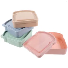 Plates 4 Pcs Toast Box Reusable Sandwich Containers Bread Outdoor Storage For Adults Sealable