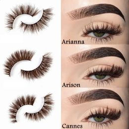 Asiteo 3D real mink wholesale natural brown false color eyelash makeup thick black eyelash extension products 240220