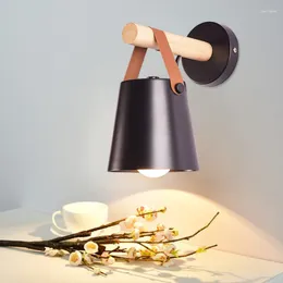 Wall Lamp Nordic Retro Lamps Wooden Creative Minimalism Aisle Study Coffee Shop Bedroom Bedside Home Fixtures Lighting