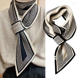 Scarves Fashion Warm Wraps Scarfs For Women Winter Cashmere Neckerchief Plaid Knitted Neck Wool Shawls Korea Style Scarf 2024