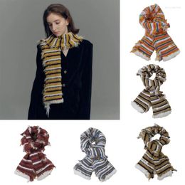 Scarves Women Y2k Scarf Winter Striped Lady Dopamine Look Casual Travel Shopping Taking Po For Teens