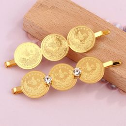 Hair Clips Turkish Coin Slide Gold Plated Ethnic Wedding Accessories Bridal Girls Arabic Vintage Hairwear Bride Gifts