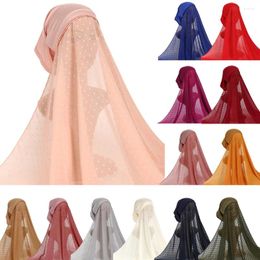 Ethnic Clothing Instant Hijab With Cap Pom Bubble Pearl Chiffon Jersey Scarf Bonnet Women Veil Muslim Shawl Wrap Turban Islam Hat Headscarf