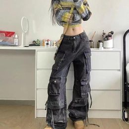 Women's Jeans American Multi-pocket Design For Men And Women 2024 Slim Fashion Trend High Street Loose Wide-leg Overalls Clothes