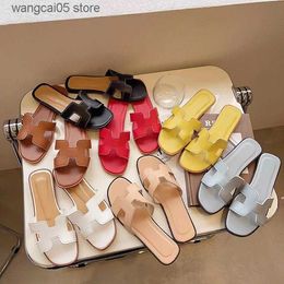 Moda Chypre chinelos h chinelos sandálias de grife feminino 2024 verão nova marca plana sandálias h slides Instagram Sandals versáteis Segundo tio 3