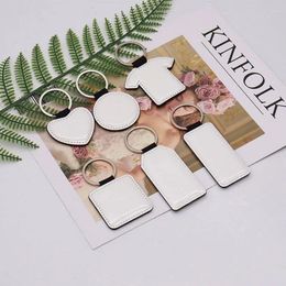 Keychains Double-sided White Bright PU Leather Keychain Personality Irregular Blank T-shirt Shape Rectangular Square Key Chains