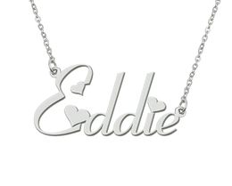 Eddie Name Necklace Pendant for Women Girls Birthday Gift Custom Nameplate Kids Best Friends Jewelry 18k Gold Plated Stainless Steel Jewelry Pendant