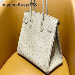 Designer Bag Bk Ostrich Handbags Designer Bag Ostrich Handbags Bk30 Pearl Grey South African Kk Leather Full Handmade Rare Wax Thread Large Capacity Giof