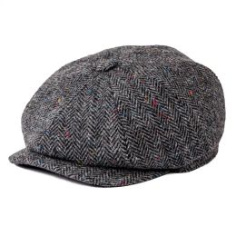 Berets Botvela Multi Colour Dot Herringbone Wool Tweed Newsboy Cap Men Women Hat with Soft Lining Driver Cap 005