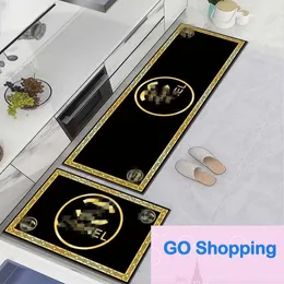 Brand Kitchen Floor Mat Internet Celebrity Light Luxury Carpet Absorbent Oil-Absorbing Non-Slip Floor Mat Kitchen Strip Sets Fashion