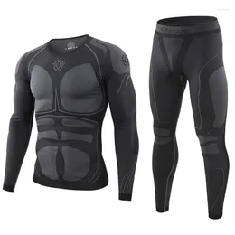 Men's Thermal Underwear Winter Sets Men Quick Dry Anti-microbial Training Cycling Thermo Fleece Warm Long Johns Fitness Set