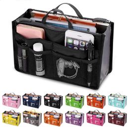 Organizer Insert Bag Women Nylon Travel Insert Organizer Handbag Purse Large liner Lady Makeup Cosmetic Bag Female Tote 240220