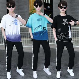 Summer Youth Short Sleeved T-shirt for Boys Aged 13-15 High School and Junior Students Big Cool Sports Set