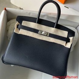 Genuine Leather Bags Trusted Luxury Handbag Handmade Platinum Wrapped Wax Thread Togo Calfskin Litchi Pattern Genuine Leather Womens Bag Lock Buckle with LOGO HBH0