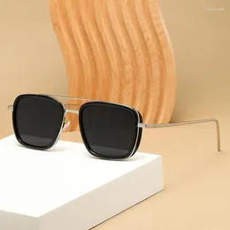 Sunglasses Luxury Steampunk Men Square Polarised Sun Glasses Vintage Metal Eyewear Pilot Sunglass UV400 Male Gafas Outdoor