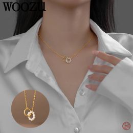 Necklaces WOOZU 925 Sterling Silver Luxury Elegant Baroque Pearl Pendientes Necklace for Women Party Chic Design Choker Sweet Jewelry Gift