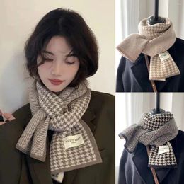 Scarves Women's Thousand Bird Checker Knitted Scarf For Autumn And Winter Warmth Fashion Outdoor Windproof