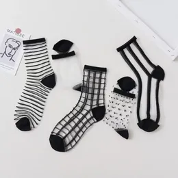 Women Socks Womens Lace Transparent Black White Fishnet 2024 Summer Fashion Elasticity Ankle Thin Sheer Hosiery