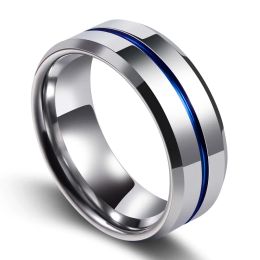 Bands BEIER 2018 Fashion Thin Blue Line Tungsten Ring Wedding Brand 8MM Tungsten Carbide Rings for Men Jewelry Hight polished BRW070