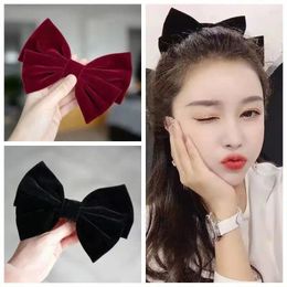 Hair Accessories Black Velvet Bow Pins Elegant Fabric Alloy Roses Clips For Women Fashion Heawear Ponytail Barrette