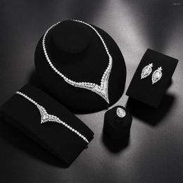 Necklace Earrings Set Women's Wedding Necklaces And Jewellery Sets Cubic Zirconia A Luxurious Four-piece