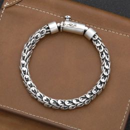 Bangles Europe and America S925 Sterling Silver Domineering Dragon Scale Bracelet Men's Retro Luxury Trendy Personalized Jewelry Gift