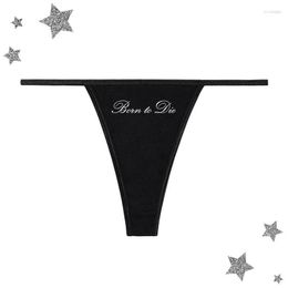 Women's Panties Women's Emo-Girl Harajuku Letter Print Y2k Goth Streetwear Casual Sexy Thongs Vintage Grunge Punk Elastic Low Waisted